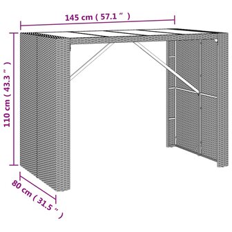 7-delige Tuinbarset met kussens poly rattan grijs