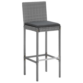 9-delige Tuinbarset met kussens poly rattan grijs