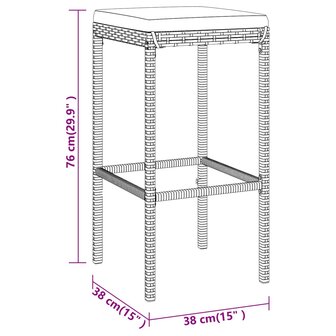9-delige Tuinbarset met kussens poly rattan grijs