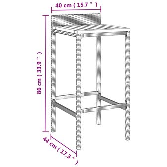 5-delige Tuinbarset poly rattan en massief acaciahout grijs