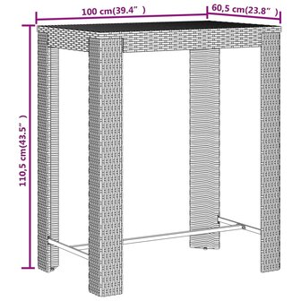 5-delige Tuinbarset poly rattan en massief acaciahout grijs