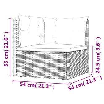 7-delige Loungeset met kussens poly rattan zwart