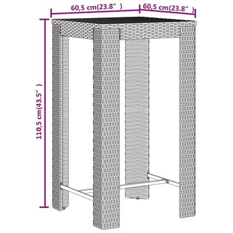 3-delige Tuinbarset poly rattan en massief acaciahout grijs