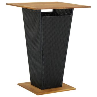 5-delige Tuinbarset poly rattan en massief acaciahout zwart