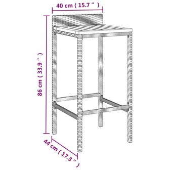 5-delige Tuinbarset poly rattan en massief acaciahout grijs