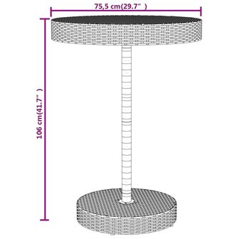 5-delige Tuinbarset poly rattan en massief acaciahout grijs