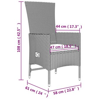 7-delige Tuinset met kussens poly rattan beige