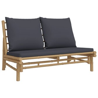 5-delige Loungeset met kussens bamboe donkergrijs