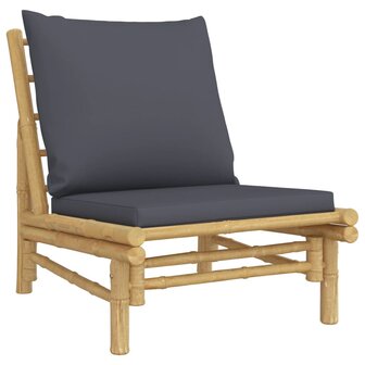 5-delige Loungeset met kussens bamboe donkergrijs
