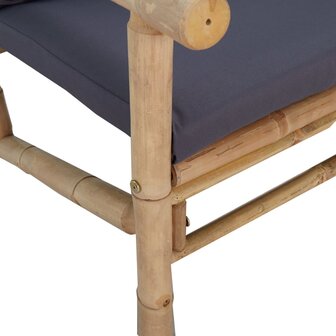 3-delige Loungeset met kussens bamboe donkergrijs