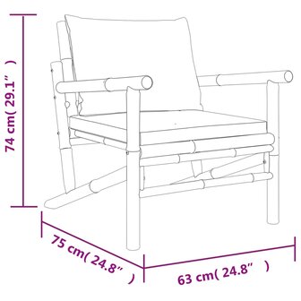 4-delige Loungeset met kussens bamboe cr&egrave;mewit