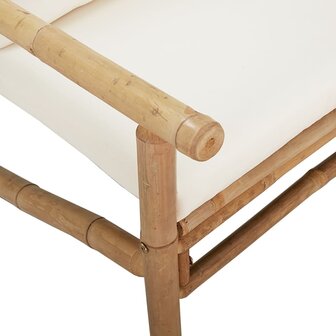 3-delige Loungeset met kussens bamboe cr&egrave;mewit
