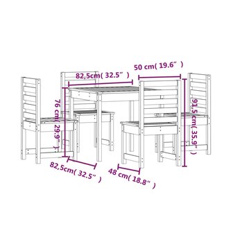 5-delige Tuinset massief grenenhout
