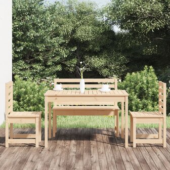 4-delige Tuinset massief teakhout