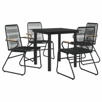 5-delige Tuinset PVC-rattan zwart