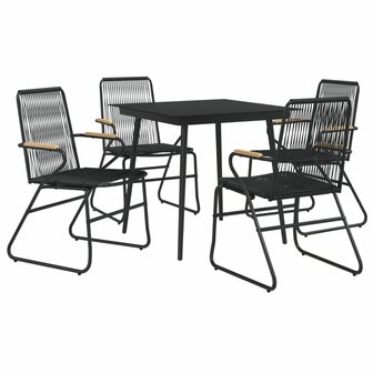 5-delige Tuinset PVC-rattan zwart
