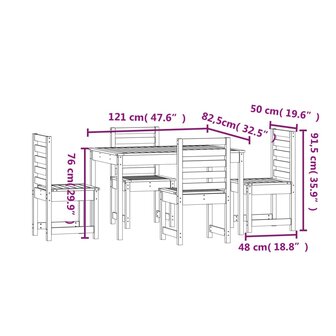5-delige Tuinset massief grenenhout