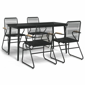 5-delige Tuinset PVC-rattan zwart