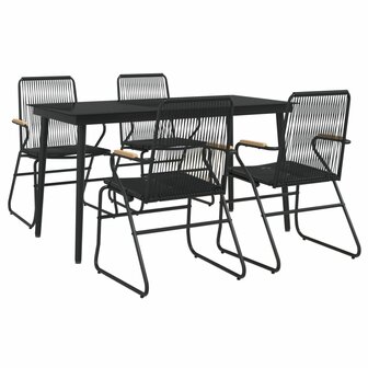 5-delige Tuinset PVC-rattan zwart