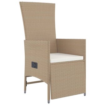 9-delige Tuinset met kussens poly rattan beige