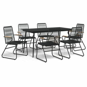 7-delige Tuinset PVC-rattan zwart
