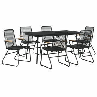 7-delige Tuinset PVC-rattan zwart