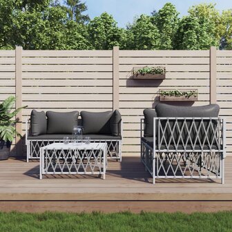 5-delige Loungeset met kussens staal wit
