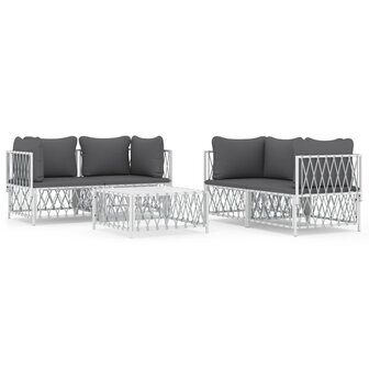 5-delige Loungeset met kussens staal wit