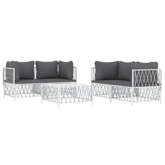 5-delige Loungeset met kussens staal wit