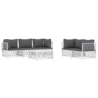 6-delige Loungeset met kussens staal wit