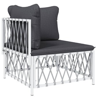6-delige Loungeset met kussens staal wit