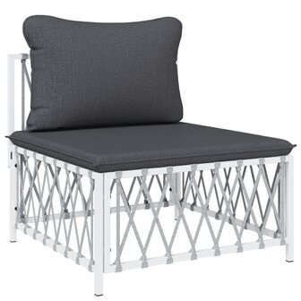 6-delige Loungeset met kussens staal wit