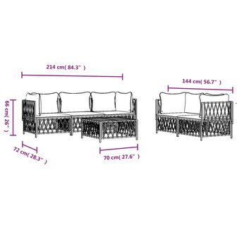 6-delige Loungeset met kussens staal wit