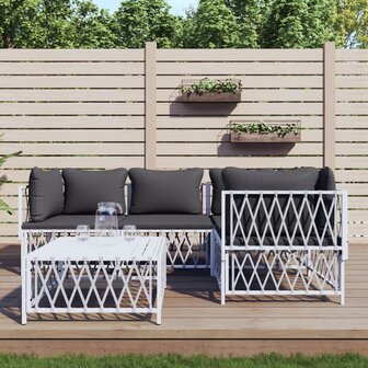 5-delige Loungeset met kussens staal wit