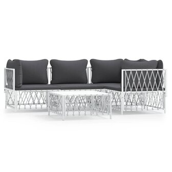 5-delige Loungeset met kussens staal wit