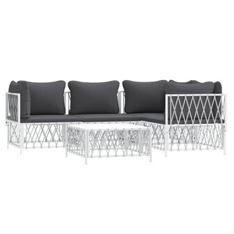 5-delige Loungeset met kussens staal wit