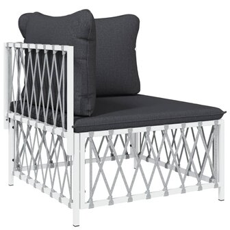 5-delige Loungeset met kussens staal wit