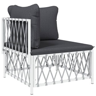 4-delige Loungeset met kussens staal wit