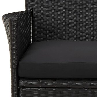 5-delige Bistroset met kussens poly rattan zwart