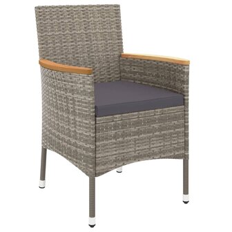 5-delige Bistroset met kussens poly rattan grijs