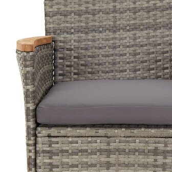 5-delige Bistroset met kussens poly rattan grijs