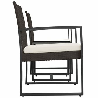 3-delige Tuinset met kussens polypropeen rattan bruin