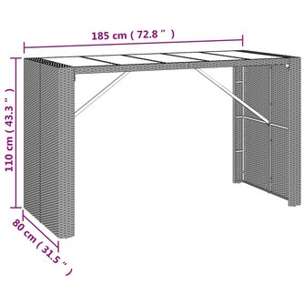 7-delige Tuinbarset met kussens poly rattan zwart