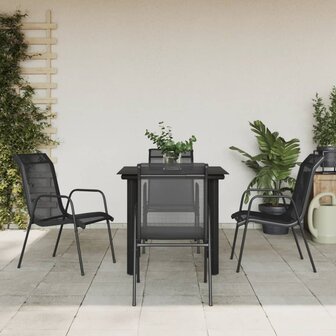 5-Delige Tuinset Textileen En Staal Zwart 4 80 cm tafellengte