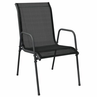 5-Delige Tuinset Textileen En Staal Zwart 4 80 cm tafellengte