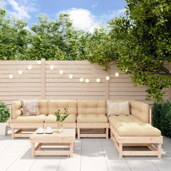 7-delige Loungeset met kussens massief teak