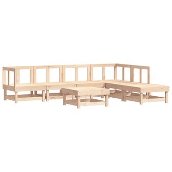 7-delige Loungeset met kussens massief teak