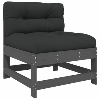 7-delige Loungeset met kussens massief hout grijs