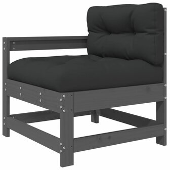 7-delige Loungeset met kussens massief hout grijs