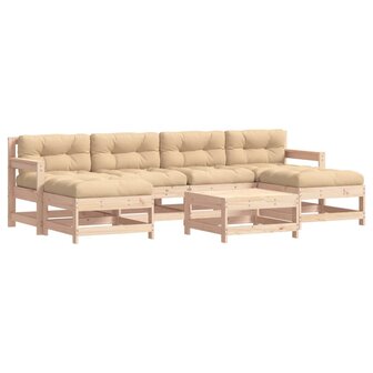 7-delige Loungeset met kussens massief teak